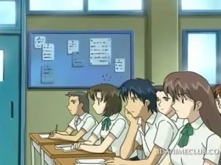 Hentai school- leraar in kort rok shows poesje